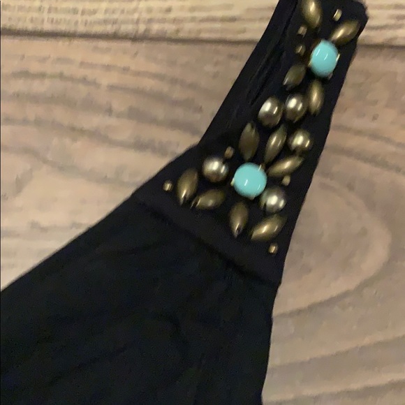 Low Cut One Piece Bathing Suit with Bead Detail - Picture 3 of 8